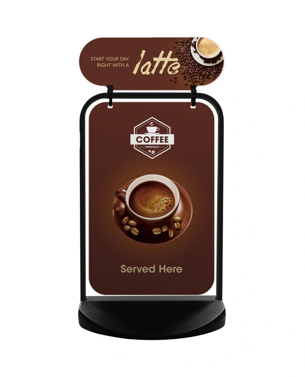  Swinger 3000 Black Frame With Aluminium Panel & Tactical Header Showing Coffee Artwork